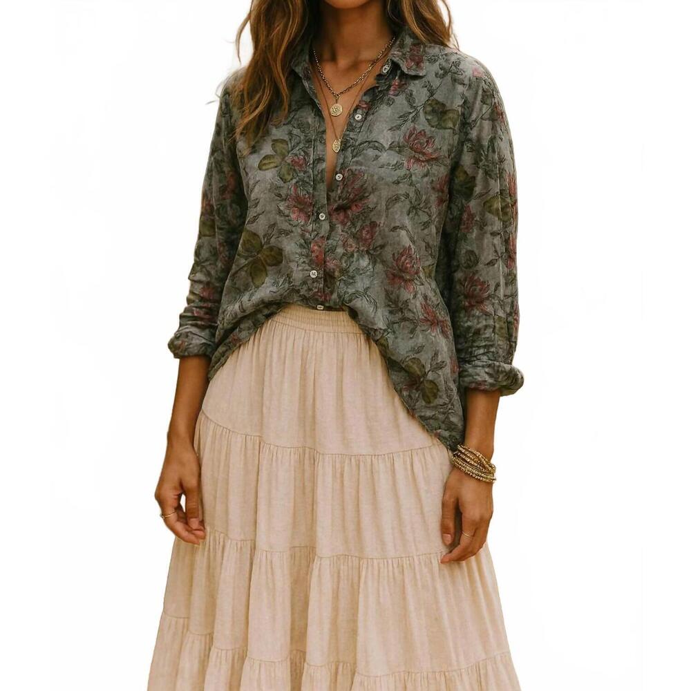 NEW THE NU VINTAGE rosewood mirage button-down in blue floral